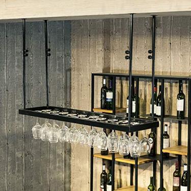 Imagem de Prateleiras de vinho de teto estilo europeu, suporte de copo de vinho pendurado, suporte de garrafa de vinho vintage, balcão de bar de cálice montado na parede - serve como suporte de flores, estante