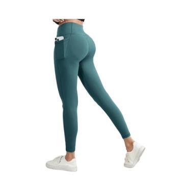 Imagem de Leggings Femininas De Cintura Alta Em Cor Sólida, Calças De Treino Que