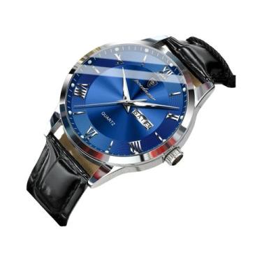 Imagem de Relógio De Quartzo Masculino À Prova d'Água Em Couro Com Data E Dia Da