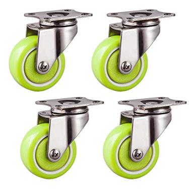 Imagem de Rodas de rodízio resistentes para móveis - Rodízios giratórios pequenos com placa, rodas de carrinho de nylon duráveis, rodízios de substituição universais para vasos de plantas e molduras, conjunto