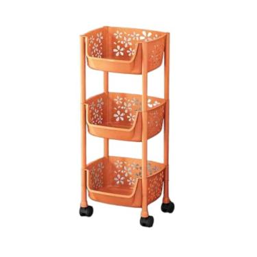 Imagem de Carrinho de armazenamento com rodas multicamadas - Organizador de cozinha e sala de estar que economiza espaço, prateleiras abertas versáteis para escritório, varanda, banheiro, design compacto