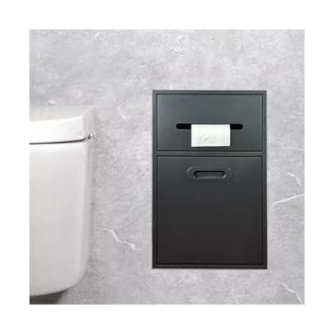 Imagem de Nicho de chuveiro de aço inoxidável premium, suporte de papel higiênico embutido, rack de armazenamento de parede para banheiro, cozinha, sala de estar, hotel - preto, 50 x 30 x 14 cm