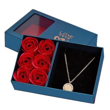 Imagem de YUTAOWH Caixa de anel de rosa, caixa de presente com rosa eterna, perfeita para colares e pulseiras, presente ideal para o dia dos namorados, aniversário, dia das mães