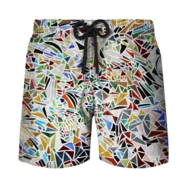 Imagem de Bermuda Masculina Y2K Com Estampa Abstrata De Grafite Havaiano, Calção