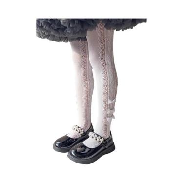 Imagem de Meias De Rede Para Meninas Com Laço E Corações, Meias De Renda Fofas P