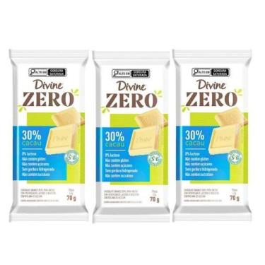 Imagem de Kit 3 Chocolate Divine Zero Branco Barra Sem Lactose Diet Tablete 70g