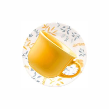 Imagem de Conjunto De Xícaras Para Chá Com Pires Em Cerâmica Donna Com 12 Peças 200ml Oxford Bem Te Vi