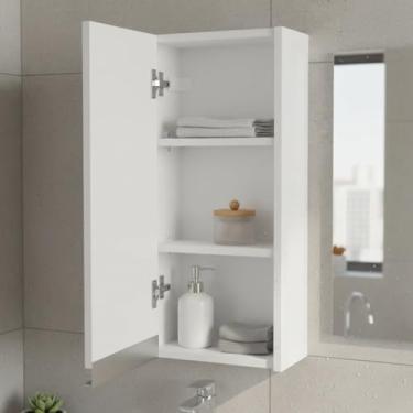 Imagem de Armário Aéreo Estreito 30cm Para Remédios/Banheiro Lavação (Porta Esquerda, Branco)
