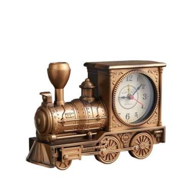 Imagem de Despertador com acabamento em latão retrô em forma de motor de trem vi