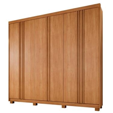 Imagem de Guarda Roupa Casal Lisboa Ripado 6 Portas Giratórias 4 Gavetas MDF 10 Prateleiras Cinam...