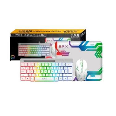 Imagem de Combo Gamer BRX G089W Teclado Mouse e Pad Branco