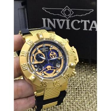 Imagem de Relógio Invcta 18526 Subaqua Noma 3 Skeleton Gold Azul Banhado a Ouro 