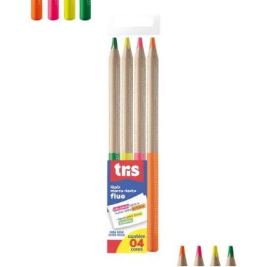Imagem de Lápis Marca Texto Seco Neon Jumbo Ponta Grossa Grifar Livro Estudantes