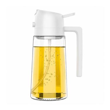 Imagem de Borrifador de Azeite e Vinagre Transparente em Vidro com Pulverizador Fino para Cozinha 470ML Branco