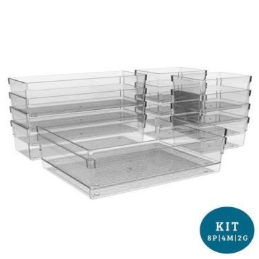 Imagem de Kit com 14 Organizadores de Acrilico Modular Multiuso Cozinha Geladeir