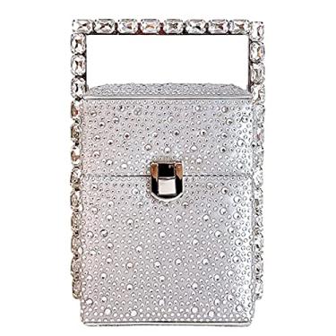 Imagem de Bolsa de mão feminina bolsa de mão de cristal bolsas de mão bolsa de mão com strass bolsa de casamento, Prata, M