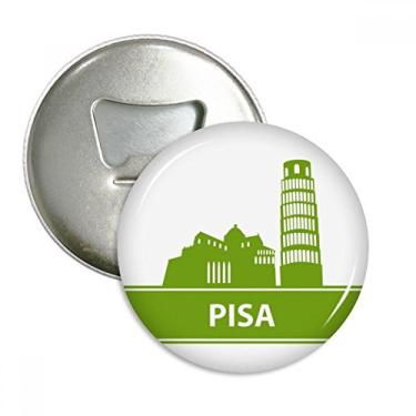 Imagem de Pisa Italy Abridor de garrafas com ímã de geladeira com padrão de marco verde