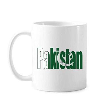 Imagem de Caneca com nome da bandeira do país do Paquistão cerâmica xícara de porcelana de café louça
