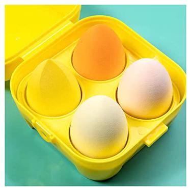 Imagem de 4 pacotes maquiagem esponja liquidificador em forma ovo base mistura 360°esponja beleza conjunto creme líquido Esponja de Maquiagem Blending Gota Chanfrada Facial de Limpeza