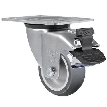 Imagem de Rodizio Giratório PVC L12 3 POL até 60kg com Freio GL312-BP SCHIOPPA