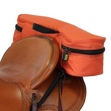 Imagem de TrailMax Alforje de cavalo; bolsa de sela de poliéster 600-D com costura dupla, bolsa de sela para passeios em trilha, forrada de vinil para forma e fácil limpeza; bolsas de sela para cavalos; laranja