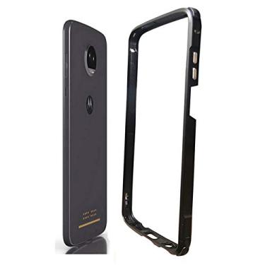 Imagem de Capa para Moto Z3/Z3 Play, moldura amortecedora de liga de alumínio compatível com Moto Mods Moto Hasselblad True Zoom Mod Power Pack Mod estilo Moto Shell Moto carregador sem fio Mods (preto)