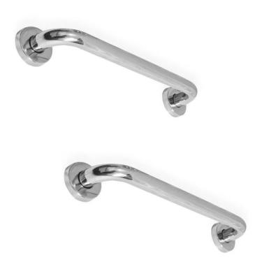 Imagem de Alça de Apoio Banheiro Inox Barra Reta 1x60cm 1x50cm Idoso Deficiente 