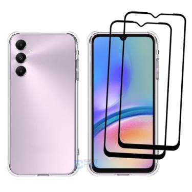 Imagem de Capa A05s, Capinha Anti Impacto e 2x Pelicula Vidro 3D Para Samsung Galaxy A05s Case Transparente Proteção de Câmera