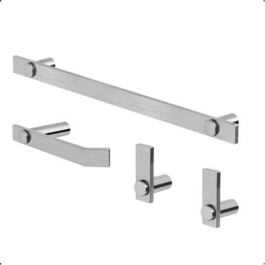 Imagem de Kit de Acessórios para Banheiro Barra 4 Peças Modelo Patmos Aço Inox E