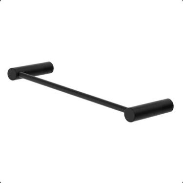 Imagem de Porta Toalha Lavabo Barra Redonda 40cm Modelo Orion Preto Fosco Grego 