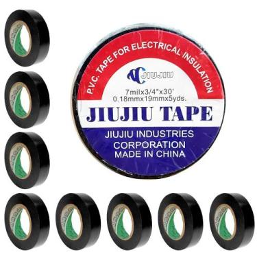 Imagem de Fita Isolante 5m Anti-Chama 19mm x 5m Preta Kit C/ 10un - Jiujiu Tape