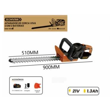 Imagem de Aparador de cerca viva recarregavel c/2 baterias 21v bom-9112 - bomvin