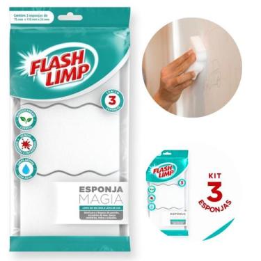 Imagem de Esponja Mágica Limpa Tira Mancha Flash Limp C/ 3 Unidades