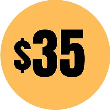 Imagem de Mobiusea Creation 300 adesivos de preço de $35 | Etiquetas de preço de 35 dólares | 2,5 cm de diâmetro | Etiquetas de preço pré-impressas | Adesivos de venda de garagem