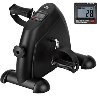 Imagem de Mini bicicleta ergométrica, pedal de bicicleta Uten sob a mesa, peddler exercitador, máquina portátil de peddler braço e perna com telas LCD (preto)