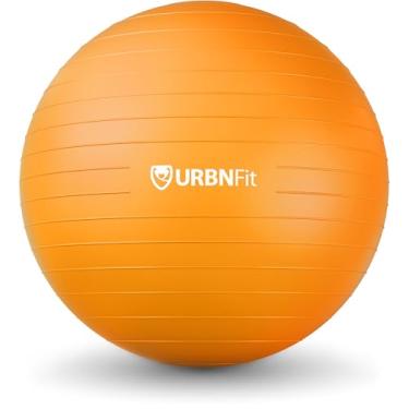 Imagem de URBNFit Bola de exercício – Bola de ioga em vários tamanhos para ioga, pilates, gravidez, estabilidade – Bola de equilíbrio suíça anti-explosão com bomba rápida – Cadeira de escritório para casa e