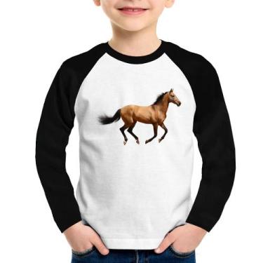 Imagem de Camiseta Raglan Infantil Cavalo Correndo Manga Longa - Foca na Moda, B