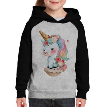 Imagem de Moletom Infantil Unicórnio Bebê - Foca na Moda, Cinza, Preto, 12