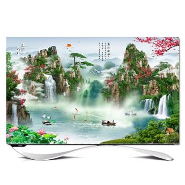 Imagem de Capa de TV com pintura a tinta, capa protetora contra poeira de 32 a 85 polegadas, proteção universal à prova de poeira, capa protetora de tela LCD LED para interior novo capô de televisão tipo 01||65