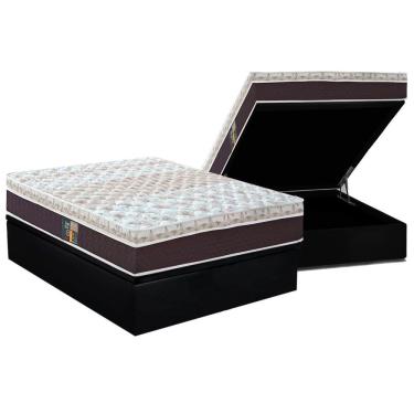 Imagem de Cama Box Baú Baú- Castor Class + -Casal 138: Colchão Molas Pocket Ensacadas Castor Class Híbrido + Base crc Courano Black (Conjunto Baú-Colchão Castor