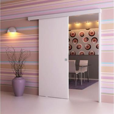 Imagem de Porta de Correr de madeira Completa 210x82cm com Fechadura e Ferragens