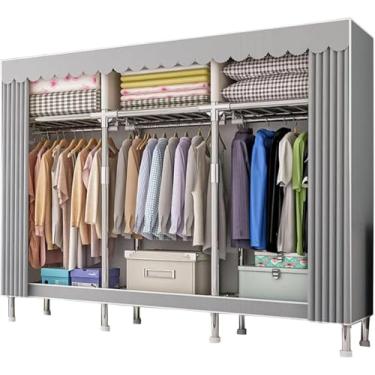 Imagem de Armário De Tecido De Guarda-roupa Dobrável, Guarda-roupa De Lona 106x46x173 Cm Guarda-roupas De Tecido Para Móveis De Quarto Guarda-roupa Portátil Com Trilho De Suspensão, A, 126x46x173cm