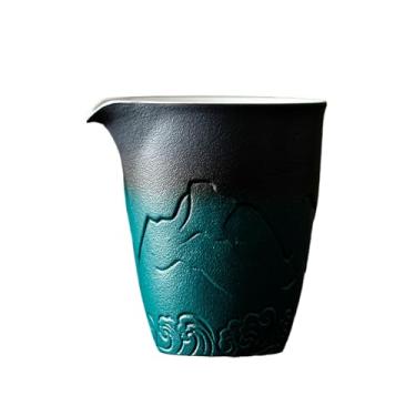 Imagem de Xícara justa de cerâmica Shanhaixing de 210 ml/198.4 g, acessórios vintage para conjunto de chá doméstico - mudança gradual preto e verde