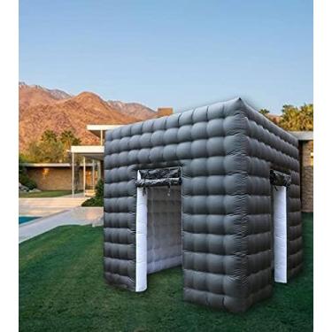 Imagem de Gabinete inflável para cabine fotográfica com 2 portas, barraca inflável grande Xmaybang (2,5 x 2,5 m) com luz LED (mudança de 7 cores), soprador de ar interno e controle remoto para festas, eventos de aniversário