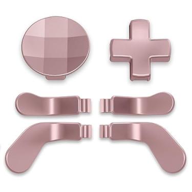 Imagem de eXtremeRate Pás traseiras de substituição 6 em 1 de ouro rosa metálico de aço inoxidável magnético para controle Xbox Elite V1/V2, teclas de direção e botões traseiros para controle Xbox Elite e Elite Series 2