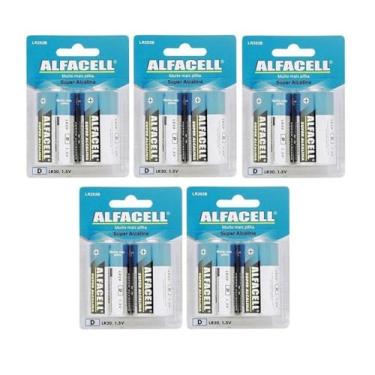 Imagem de Pilha Super Alcalina Grande Tamanho D LR202B 1.5V, Pacote com 10 Unidades