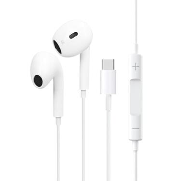 Imagem de liuchanghe Fones de ouvido USB C, fones de ouvido intra-auriculares Tpye C, estéreo Hi-Fi, redução de ruído, fones de ouvido com microfone e controle de volume