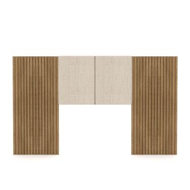 Imagem de Cabeceira Painel Solteiro Ripado Nature E Linho Bege Sevilha 203 Cm - Pallazio