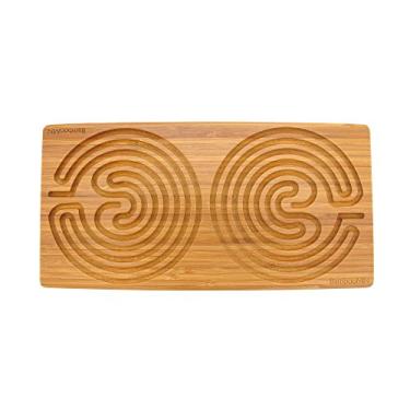 Imagem de BambooMN Cretan Style Double 7 Circuit Bamboo Finger Labyrinth – 12” x 6” Carbonized Brown – 1 Unit 