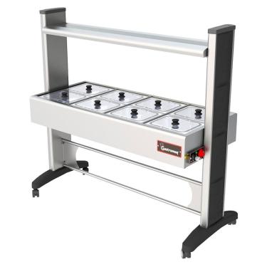 Imagem de Buffet Frio Gelo X Gastromaq Super Luxo Inox 8 Cubas Tampa Vidro Cobertura Inox Btx 08 Sl Ai Pt Vi